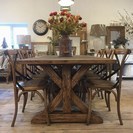 OLD ELM DINING TABLE WITH ZINC TOP 2M